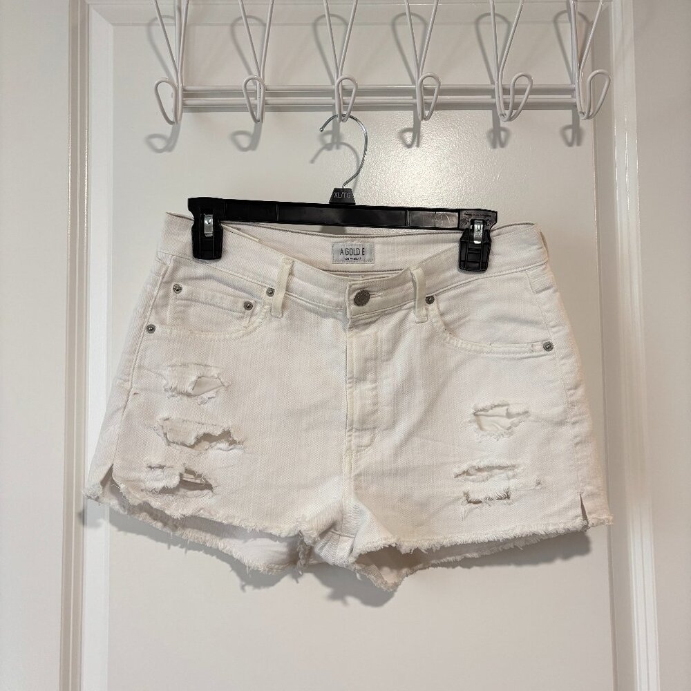 Agolde White Distressed Jean Shorts